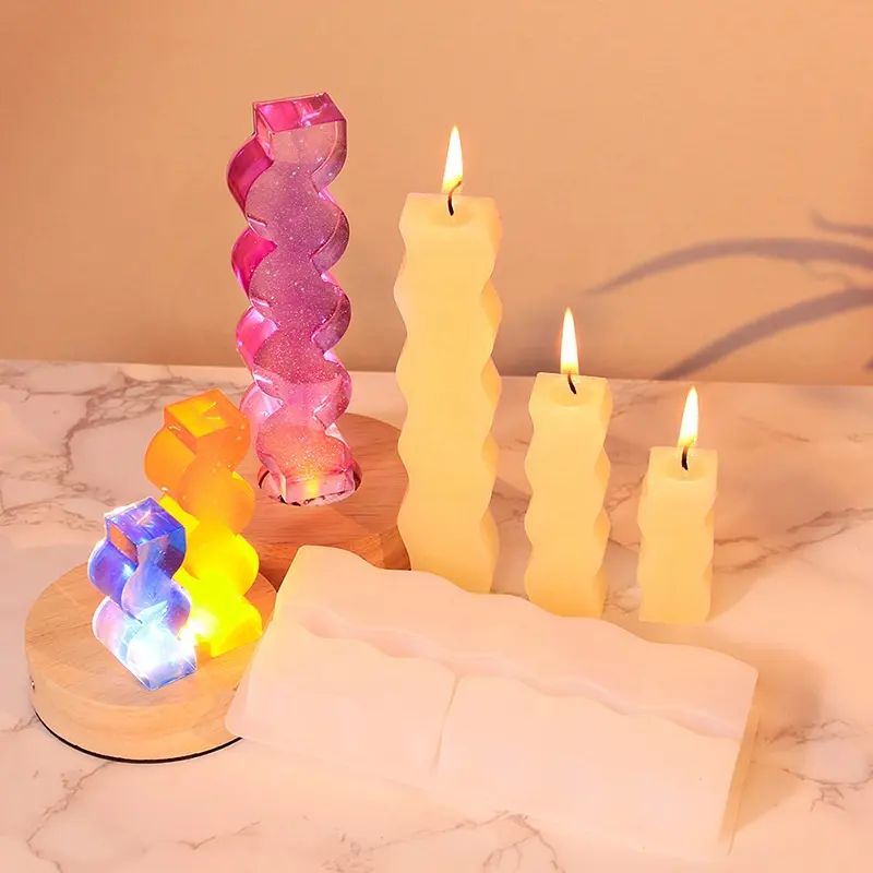 Early Riser diy glue three-in-one long scented candle silicone mold long medium and small wax strip gypsum table decoration