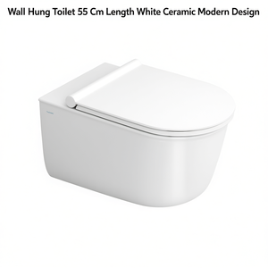 โถสุขภัณฑ์แบบแขวนผนัง ยาว 55 ซม. เซรามิกสีขาว ดีไซน์ทันสมัย - Product Image 3