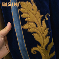 Aristocratique Style Européen Maison Décorée Bleu Foncé À Motif Jacquard Rideaux pour Fenêtre avec Voilage Blanc