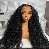 Wig Rambut Manusia Virgin 360 Kinky Curly 100% Rambut Virgin HD untuk Lace Glueless Double Drawn Baby Hair Panjang