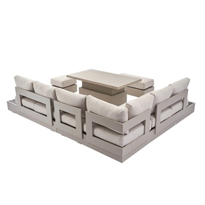 Large L Shaped Modular <strong>Garden</strong> Patio Dining Sofa Set with <strong>Rising</strong> <strong>Table</strong> Aluminum Outdoor Sofa <strong>Furniture</strong> - Product Image 4