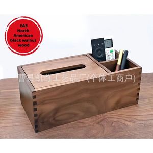Cross-border North American black walnut wood tissue box, solid wood tissue box for living room and bedroom, multi-functional - Product Image 2