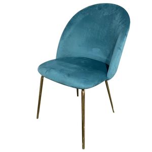 Quality High Back Modern Comfortable Boucle Fabric Colorful <b>Velvet</b> Dining <b>Chair</b> With Metal Legs - Product Image 4