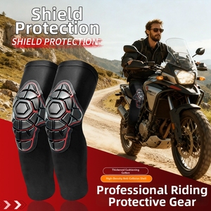 Genouillères de moto à compression avec coque en PU, rembourrage en mousse haute performance, antidérapantes et respirantes, <span class=keywords><strong>protège</strong></span>-tibias pour une conduite sécurisée OEM - Product Image 6