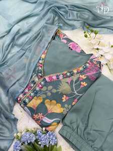 Nouveau design tendance Mehera Green Floral Alia Cut Suit Set pour dames du fabricant et fournisseur indien - Product Image 6