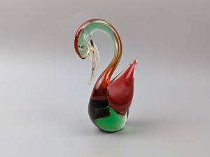 Figura de cisne de vidrio soplado a mano, azul verdoso, colorido, decoración navideña, artesanía hecha a mano de la India (Rajasthan) - Product Image 3