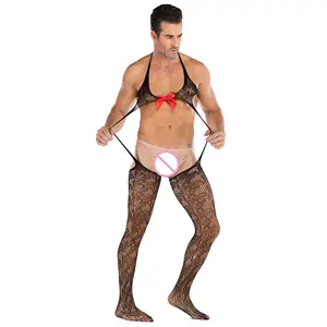 เซ็กซี่ชาย Unsex Fishnet Bowknot Lady ผู้หญิง Body Stocking Bodystocking