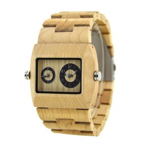 Montre à quartz carrée en bois faite à la main de vente chaude montre-bracelet à la mode - Product Image 6
