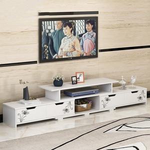 Meuble TV et <span class=keywords><strong>Table</strong></span> Basse Nordique Moderne Rétractable en MDF pour Salon, 4 Tiroirs, 5 Étagères, Écologique, Durable et Gain de Place - Product Image 3