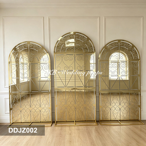 DKB Accesorios Desmontables Modernos para Celebraciones de Boda, Cortina de Cuentas Semicircular, Decoración de Escenario de Acero Inoxidable Dorado - Product Image 3