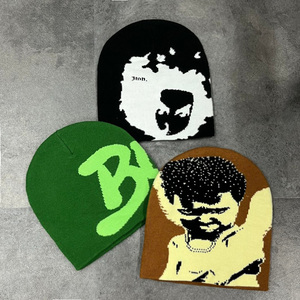 หมวกบีนนี่ทรง Y2K กราฟิกหมวกถักลายตัวอักษรทำจากอะคริลิคสำหรับฤดูหนาวหมวก<span class=keywords><strong>ส</strong></span>ตรีทแวร์ - Product Image 5