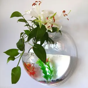 Plateau de fleurs décoration aquarium plastique verre transparent poussière dôme mur suspendu aquarium