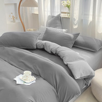 Ensemble de housse de couette uni en coton lavé de qualité supérieure Ensemble de housse de couette de style simple