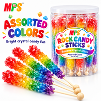 Bâtonnets de sucre multicolores fantaisie pour café, bonbons de roche végétaliens emballés individuellement, bâtonnets de cristal en vrac