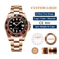 Montre-bracelet en or pour homme, nouveau design, avec logo personnalisable, mouvement NH35, montre mécanique classique pour homme