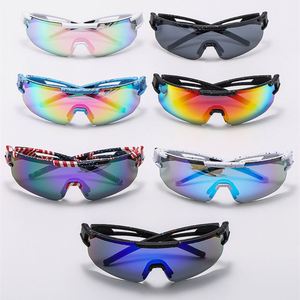 Lunettes de soleil de sport unisexes surdimensionnées coupe-vent avec logo personnalisé, verres miroir colorés UV400 pour le cyclisme, hommes et femmes - Product Image 3