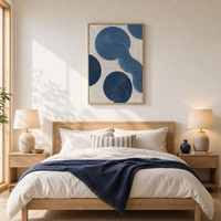 Peinture abstraite en spirale bleue 3D texturée sur toile encadrée, grande décoration murale moderne nordique pour la maison