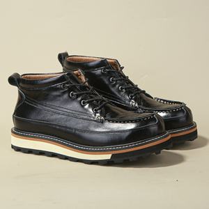 รองเท้าหนังแท้ทรงย้อนยุคแบบใหม่สำหรับผู้ชาย สีน้ำตาล แบบผูกเชือก หัวกลม ระบายอากาศได้ดี เหมาะสำหรับเดิน - Product Image 2