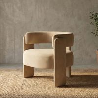 [Stock US] Fauteuil d'appoint moderne en velours, chaise de loisirs de luxe rembourrée avec dossier haut et pieds en bois pour salon, chambre et salle à manger