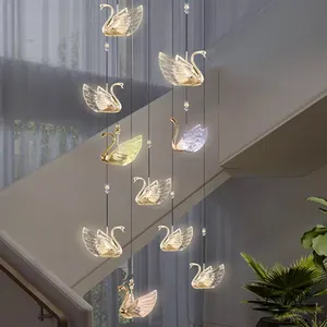 Moderna casa decorazione per interni lampada a sospensione Nordic semplice led Hotel lobby lampadario cigno lampadario scala di cristallo