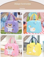 Sac à déjeuner isotherme à motif animalier de dessin animé avec fermeture éclair pour la conservation de la chaleur, idéal pour les élèves du primaire et les employés de bureau