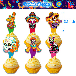 Decoraciones para la fiesta del Día de Muertos DAMAI, globos con calaveras, pancarta colorida, juego de adornos para pasteles - Product Image 5