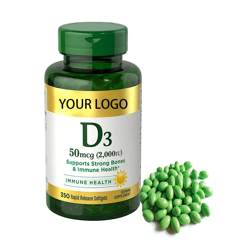 Пользовательская этикетка VIT D3 5000 IU K2 органический липосомальный витамин D3 K2 мягкие капсулы для поддержки иммунной кости