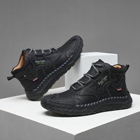 Bottes décontractées polyvalentes faites à la main pour hommes, style européen tendance, tige en microfibre et polyuréthane, antidérapantes
