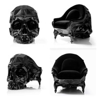 Fauteuil individuel en fibre de verre renforcée, design nordique moderne, minimaliste, créatif, de luxe, motif crâne noir
