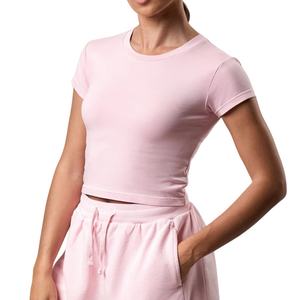 OEM Women's Classic Cropped Sports T-<b>Shirts</b> Durable Quick Dry Wool Low MOQ Slim Fit Print Design for Outdoor Summer Sports - Product Image 1