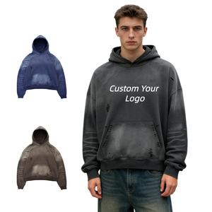 Proveedor de Moda, Sudaderas con Capucha de Algodón Grueso, Estilo Holgado, Lavado Ácido, Alta Calidad, Personalizables, Ropa Urbana Deportiva, Sudadera Extra Grande para Hombre - Product Image 1
