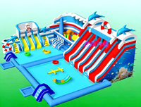 Toboggan aquatique gonflable en PVC robuste avec piscine, couleur et taille personnalisables, logo imprimé sur mesure, pour événements extérieurs et location
