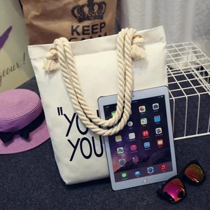 OEM促销回收肩杂货吊带超市沙滩购物者购物袋棉帆布手提袋带绳柄 - Product Image 4