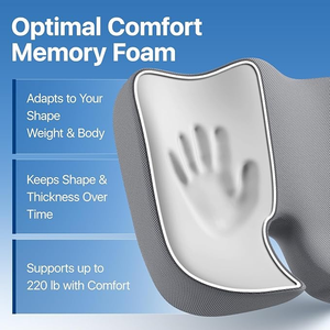 Coussin de chaise orthopédique zéro gravité pour le coccyx, en mousse à mémoire de forme améliorée, pour la circulation sanguine, avec housse amovible - Product Image 2