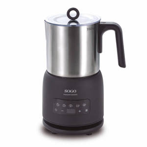 Mousseur à lait instantané Sogo 550 ml, 550 W, automatique, alimenté par prise, en acier inoxydable noir, moderne, multifonction, chauffe-boissons - Product Image 1