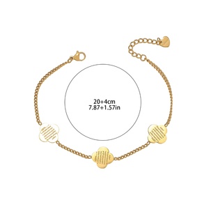 Gelang Perhiasan Klasik Fashion Baja Anti Karat Berlapis Emas 18K dengan Ukiran Ayatul Kursi Arab Islam, Grosir untuk Pria dan Wanita - Product Image 6