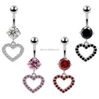 Acier chirurgical Argent Coeur Ventre Anneaux Bijoux Romantique Brillant Piercings Sourcils Courbe Barbell Piercing