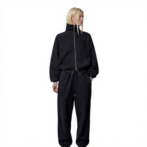 Premium <b>Womens</b> Solid Hoodie <b>Jogger</b> Set Cotton Fleece Double Zipper Tracksuit Casual Eco-Friendly Breathable - Product Image 1