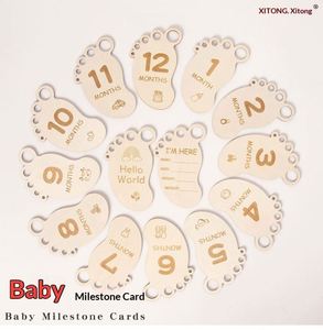 Cartes de jalons mensuels pour bébé en bois naturel gravées au laser par le fournisseur – Marqueurs uniques en bois pour la reconnaissance des mois – Décoration esthétique pour table - Product Image 2