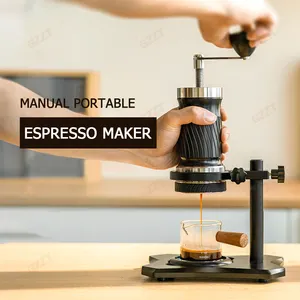 Máquina de café expresso portátil 53mm, muito mais profissional, com manivela de agitação, muito mais cremosa, manual, giratória, para uso ao ar livre