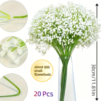 Homcomodar 16 Pcs/bundel Bunga Plastik Kecil Buatan Putih Gypsophila Natural Touch Paniculata untuk Pernikahan Pesta Baby Breath