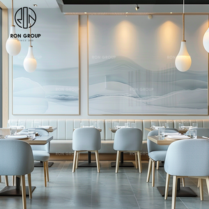 Table carrée en marbre moderne de qualité supérieure, chaise en cuir, <span class=keywords><strong>banquette</strong></span> blanche, sièges écologiques, café-<span class=keywords><strong>restaurant</strong></span> commercial - Product Image 5