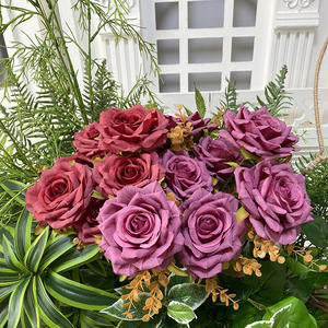 Usine En Gros Grand Bouquet 7 <span class=keywords><strong>Hugo</strong></span> Roses 8 cm De Diamètre Artificielle Automne Couleur Mariage Halloween Nouvel An Saint Valentin - Product Image 4