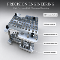 Support d'échantillons multi-puits en aluminium usiné CNC de précision, support de grille 96 puits, dispositif de laboratoire personnalisé OEM, services d'usinage 3D