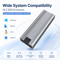 Boîtier SSD M.2 NVMe SATA double protocole 10 Gbit/s USB-C, boîtier externe en aluminium sans outil pour 2230/42/60/80 Windows Mac