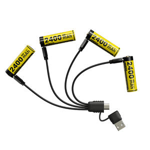 Batterie AA rechargeable USB-C NH2400, 2400 mAh, haute capacité, lithium 1,5 V, charge directe, microphone karaoké, en stock - Product Image 1