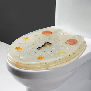 Sièges de toilette de haute qualité, design moderne et unique, en <span class=keywords><strong>résine</strong></span> transparente colorée, acier inoxydable, charnière à ouverture frontale, fermeture douce - Product Image 4