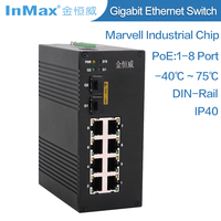 Commutateur industriel géré sur rail DIN du fabricant InMax, emplacement SFP 2 Gigabit et port PoE RJ45 8 10/100/1000M P610A