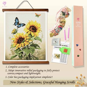 Kit de Peinture Diamant Tournesol Papillon Imprimé DIY avec Cadre Rectangulaire Style Pastoral Motif Floral - Product Image 4
