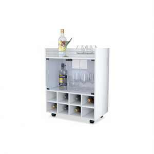 Carrello Portabottiglie Bianco per 8 Bottiglie con Portabicchieri, Arredamento Moderno per la Casa - Product Image 1